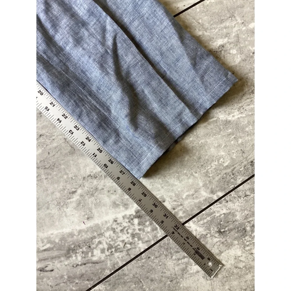 Banana Republic Martin Fit Linen Blend Blue Trousers Women's Size 12